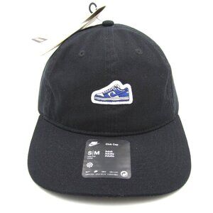 New W Tag Nike Dri Fit Unstructured Blue Air Max Adjustable Black Hat Sz S/M